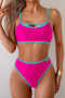 new patchwork contrast padded 4-color hollow suspender tankini sets_Black_Magenta