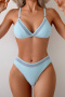 new patchwork 5-color padded suspender triangle bikini sets_Black_Magenta_Forest Green_Sky Blue