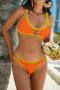s-xl new patchwork padded contrast 5-color hollow bikini sets_Black_Magenta_Orange
