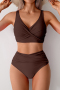 new plus-size patchwork pleat padded 4-color high-wiast tankini sets_Black_Forest Green_Dark Blue_Brown