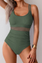 new plus-size patchwork mesh 5-color padded one-piece swimsuit_Black_Pink_Forest Green
