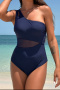sexy plus-size patchwork mesh see-through padded 6-color one-piece swimsuit_Black_Magenta_Dark Green_Dark Blue