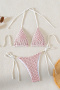 sexy contrast patchwork padded spots printing lace-up 5-color bikini sets_Pink_Rose Red
