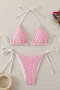 sexy contrast patchwork padded spots printing lace-up 5-color bikini sets_Pink