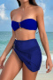 s-xl sexy patchwork mesh padded 6-color bandeau triangle three-piece swimsuit_Black_White_Red_Magenta_Sea Blue