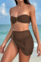 s-xl sexy patchwork mesh padded 6-color bandeau triangle three-piece swimsuit_Black_White_Red_Magenta_Sea Blue_Brown