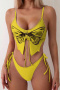 new sexy patchwork padded contrast butterfly shape 4-color suspender bikini sets_Black_Magenta_Yellow