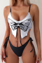 new sexy patchwork padded contrast butterfly shape 4-color suspender bikini sets_Black