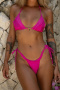 new sexy patchwork padded 4-color nylon lace-up bikini sets_Watermelon Red_Magenta
