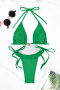 new sexy patchwork padded 4-color nylon lace-up bikini sets_Watermelon Red_Magenta_Orange_Green
