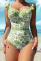 stylish 5-color patchwork padded underwire flowers printing one-piece swimsuit_Black_Magenta_Orange_Light Green