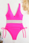 s-xl sexy contrast patchwork padded drawstring suspenders one-piece swimsuit_Black_White_Magenta
