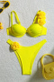 new sexy patchwork applique 5-color underwire padded bikini sets_Pink_Yellow