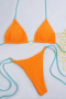 new sexy patchwork 9-color padded lace-up halterneck triangle bikini sets_Black_White_Pink_Red_Orange