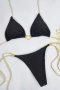 new sexy patchwork 9-color padded lace-up halterneck triangle bikini sets_Black