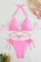 new sexy patchwork padded 6-color shell chains lace-up bikini sets_Pink