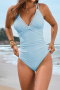 sexy plus-size patchwork 4-color padded pleated one-piece swimsuit_Black_Pink_Yellow_Sky Blue