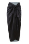 stylish slight stretch satin lace-up one size cover-up_Black
