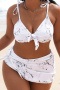 new plus-size patchwork contrast padded three-piece swimsuit_White