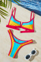 new sexy contrast 9-color padded suspender bikini sets_Pink_Red