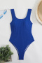 new patchwork stripes padded 4-color hollow one-piece swimsuit_Black_White_Red_Dark Blue