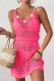 sexy cut out knitted 8 colors 3d flower decor dress cover-up(only cover-up)_Black_White_Magenta