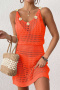 sexy cut out knitted 8 colors 3d flower decor dress cover-up(only cover-up)_Black_White_Magenta_Orange