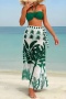 sexy 3 colors coconut tree printing padded underwire three-piece swimsuit_Yellow_Green