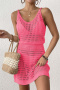 sexy cut out knitted 8 colors beach mini dress cover-up(only cover-up)_Black_White_Magenta