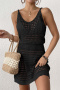 sexy cut out knitted 8 colors beach mini dress cover-up(only cover-up)_Black