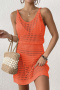 sexy cut out knitted 8 colors beach mini dress cover-up(only cover-up)_Black_White_Magenta_Orange