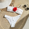 sexy color-block 3d flower decor padded removable straps bikini set_White