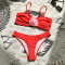 sexy color-block 3d flower decor padded removable straps bikini set_White_Red