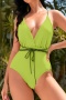 sexy 6 colors padded deep v backless lace-up one-piece swimsuit_Black_Red_Magenta_Yellow_Orange_Light Green