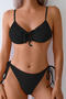 new 4-color patchwork padded suspender three-point bikini set_Black