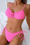 new 4-color patchwork padded suspender three-point bikini set_Black_White_Magenta