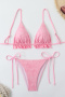 sexy patchwork 3-color texture padded lace-up bikini sets_Black_Pink