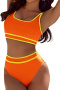 new sexy 3-color patchwork padded backless suspender tankini sets_Orange