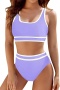 new sexy 3-color patchwork padded backless suspender tankini sets_Orange_Light Green_Light Purple