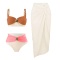 stylish patchwork contrast 3-color padded high-waist three-piece swimsuit_Pink