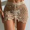 sexy 3-color crochet acrylic see-through hollow seashell cover-up (only cover-up)_Black_White_Khaki 