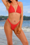 sexy 9-color crochet cotton unpadded lace-up halterneck bikini sets_Black_White_Red