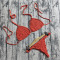 sexy 9-color crochet cotton unpadded lace-up halterneck bikini sets_Black_White_Red_Yellow_Orange
