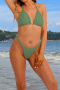 sexy 9-color crochet cotton unpadded lace-up halterneck bikini sets_Black_White_Red_Yellow_Orange_Green_Dark Green