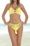 sexy 6-color acrylic crochet unpadded hollow suspender bikini sets_Black_White_Pink_Yellow