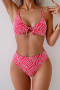 s-xl new patchwork contrast stripes padded suspender tankini sets_Black_Magenta