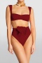 sexy 5 colors 3d flower decor padded high waist tankini set_Black_White_Rose Red