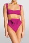 sexy 5 colors 3d flower decor padded high waist tankini set_Black_White_Rose Red_Magenta