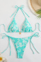 stylish patchwork 5-color flowers printing padded lace-up bikini sets_Pink_Orange_Aqua Green