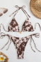 stylish patchwork 5-color flowers printing padded lace-up bikini sets_Pink_Orange_Aqua Green_Blue_Brown